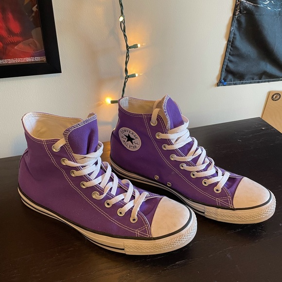 Purple converse high tops